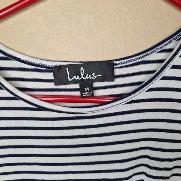 Lulus Take the Lead Navy Blue Striped Tie-Front Crop Top - Picture 6 of 8